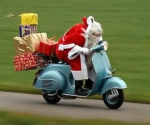 пазл Санта на скутере
